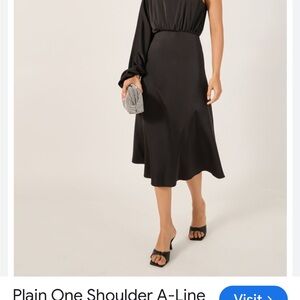 Grace Karin One-Shoulder Black Midi Dress